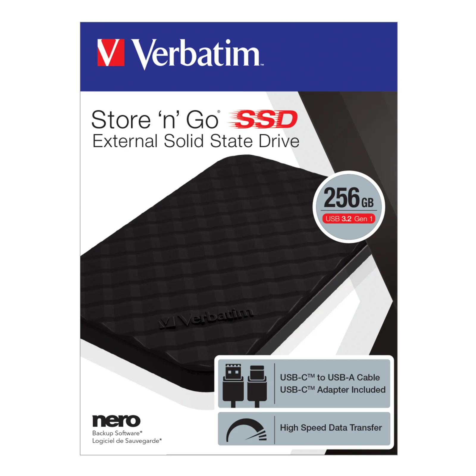 Verbatim Disque SSD portable Store 'n' Go USB 3.2 Gén 1 256 Go