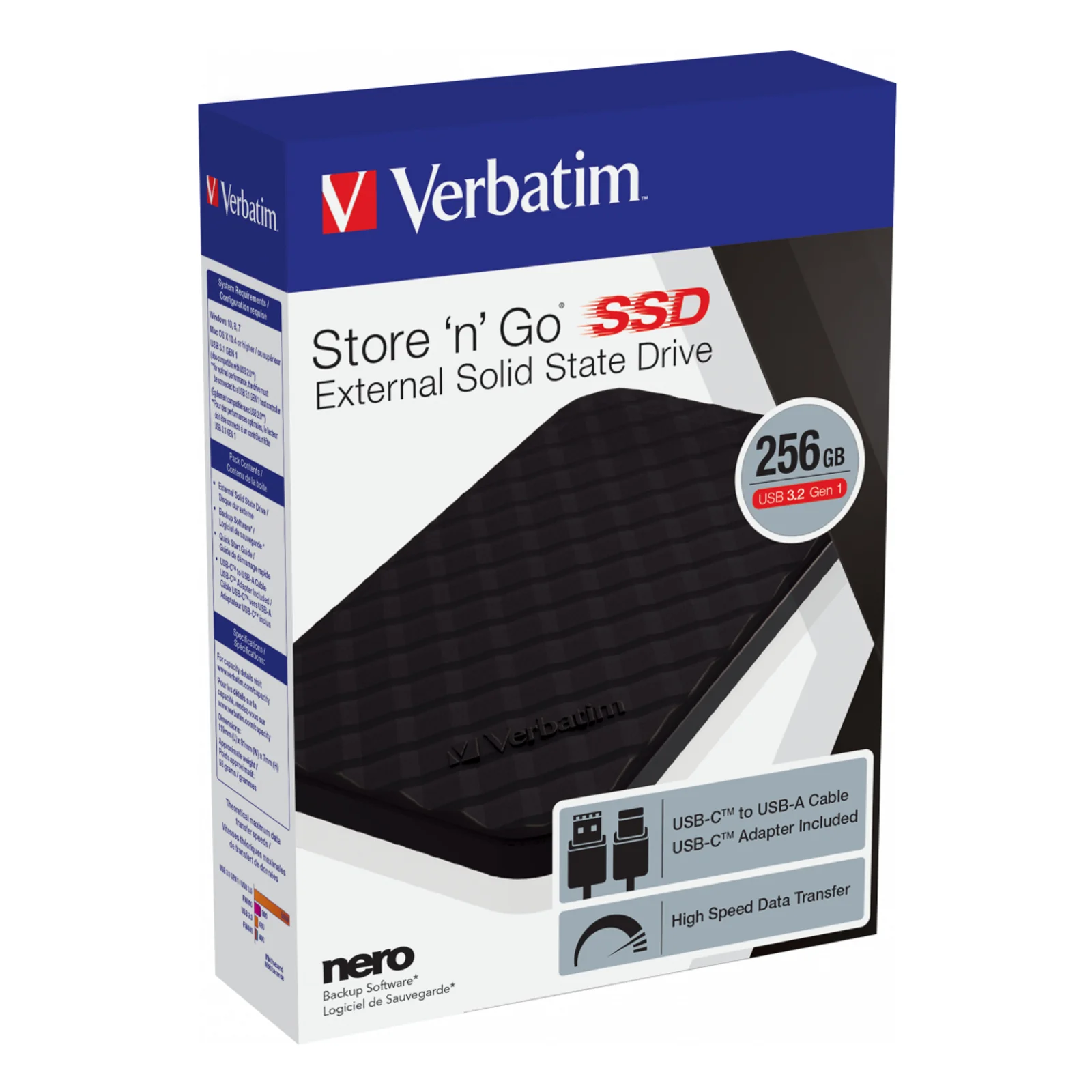 Verbatim Disque SSD portable Store 'n' Go USB 3.2 Gén 1 256 Go