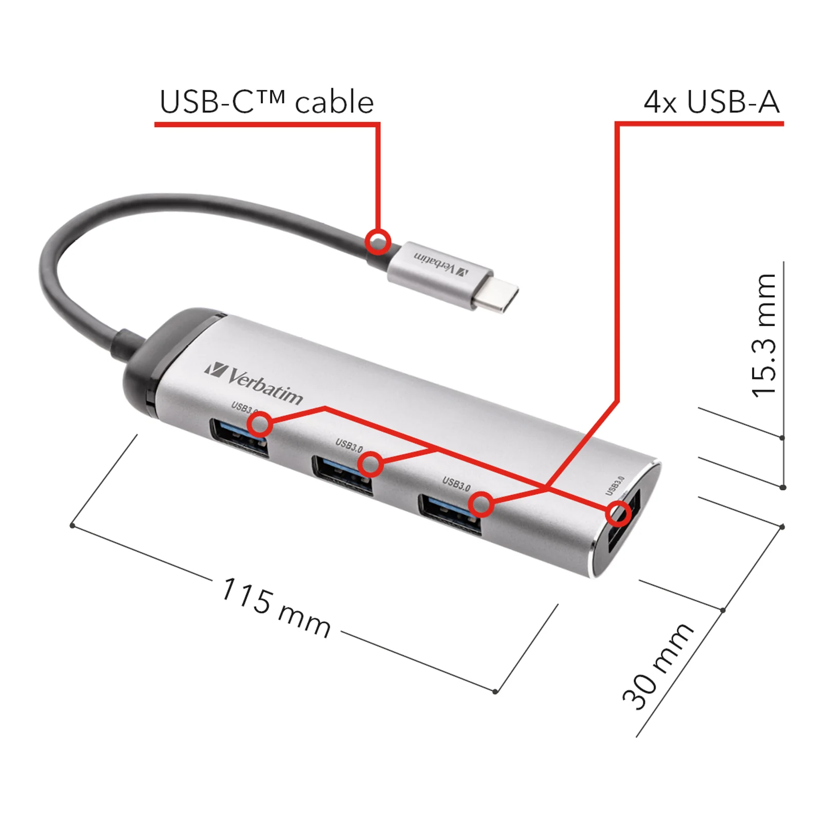 Verbatim Hub Multiports USB-C 4 ports USB 3.2 Gen 1
