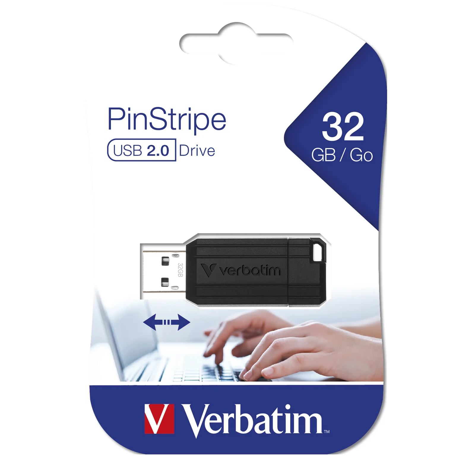 Verbatim Micro-clé USBPinStripe de 32 Go - noire