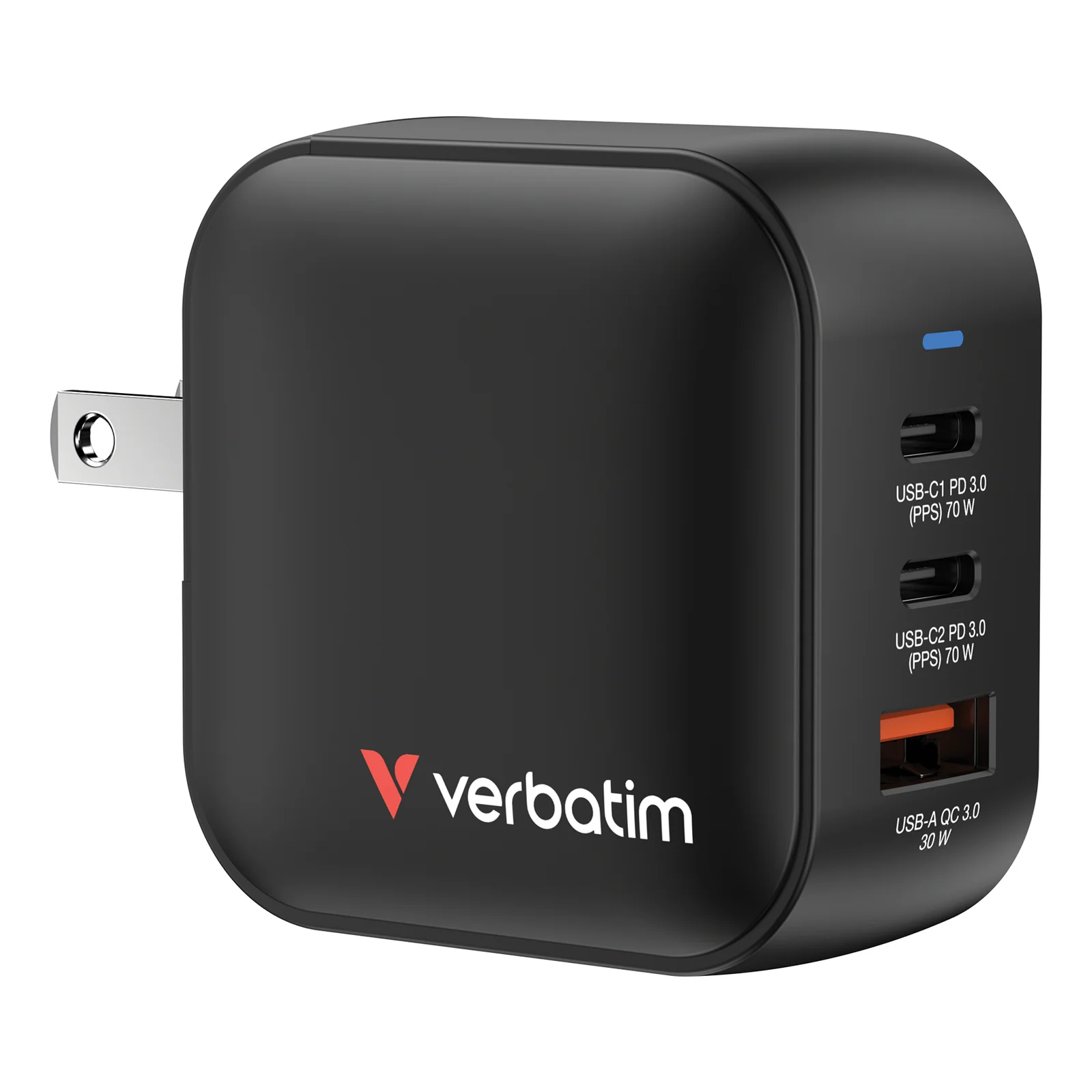 Verbatim Mini GaN Charger 70W Universel Noir Secteur Charge rapide Intérieure