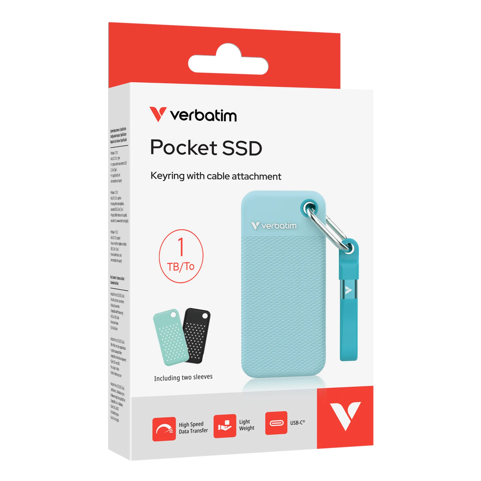 Verbatim Pocket SSD 1 To USB Type-C 3.2 Gen 2 (3.1 Gen 2) Bleu
