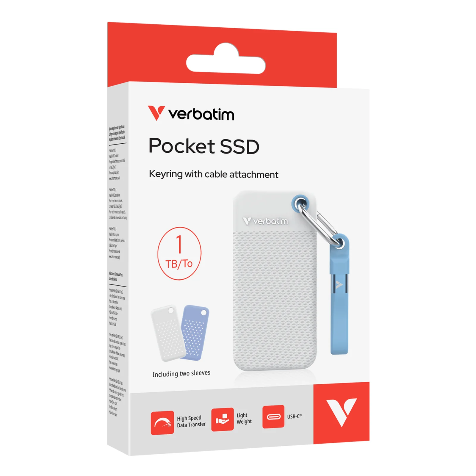 Verbatim Pocket SSD 1 To USB Type-C 3.2 Gen 2 (3.1 Gen 2) Bleu, Blanc