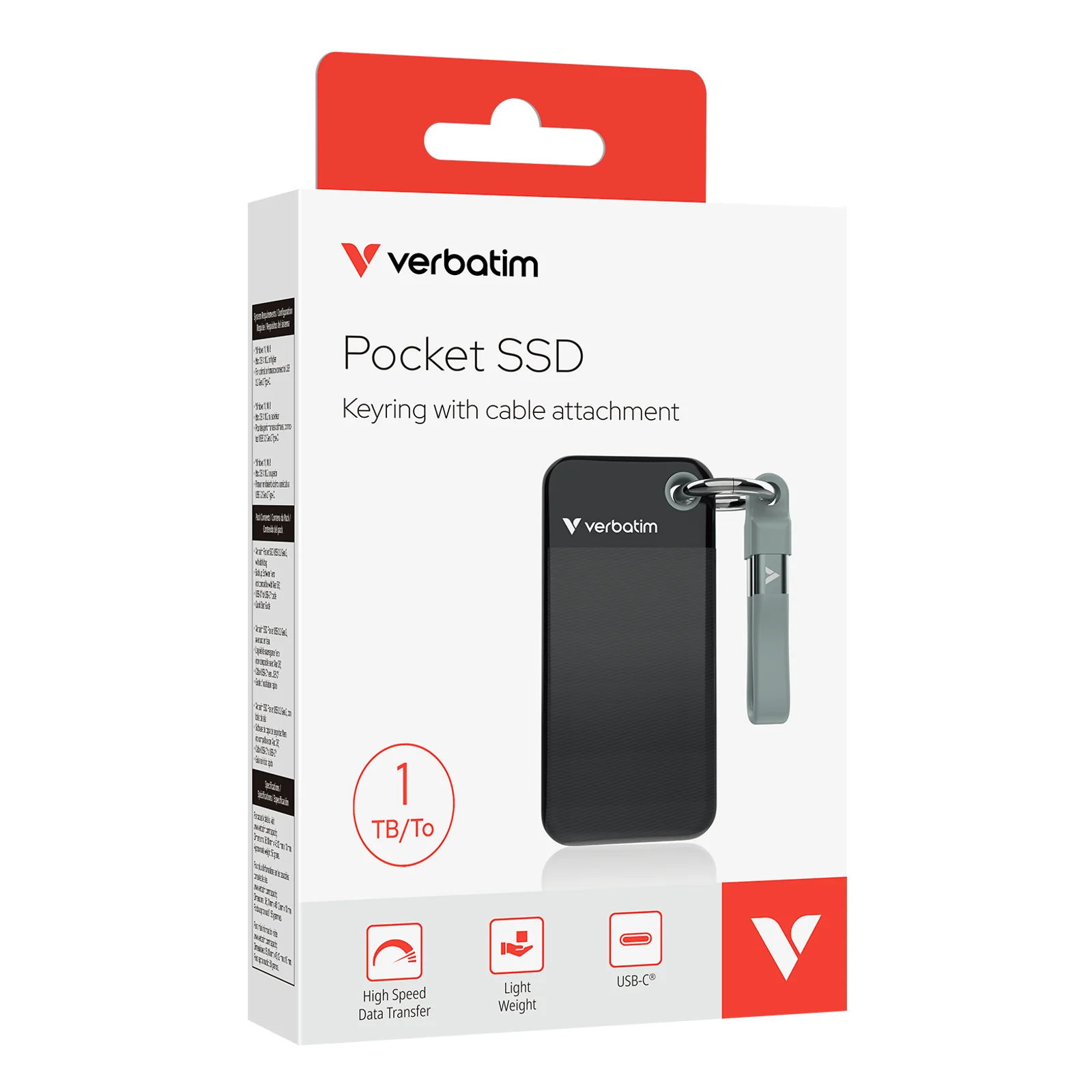 Verbatim Pocket SSD 1 To USB Type-C 3.2 Gen 2 (3.1 Gen 2) Noir, Gris