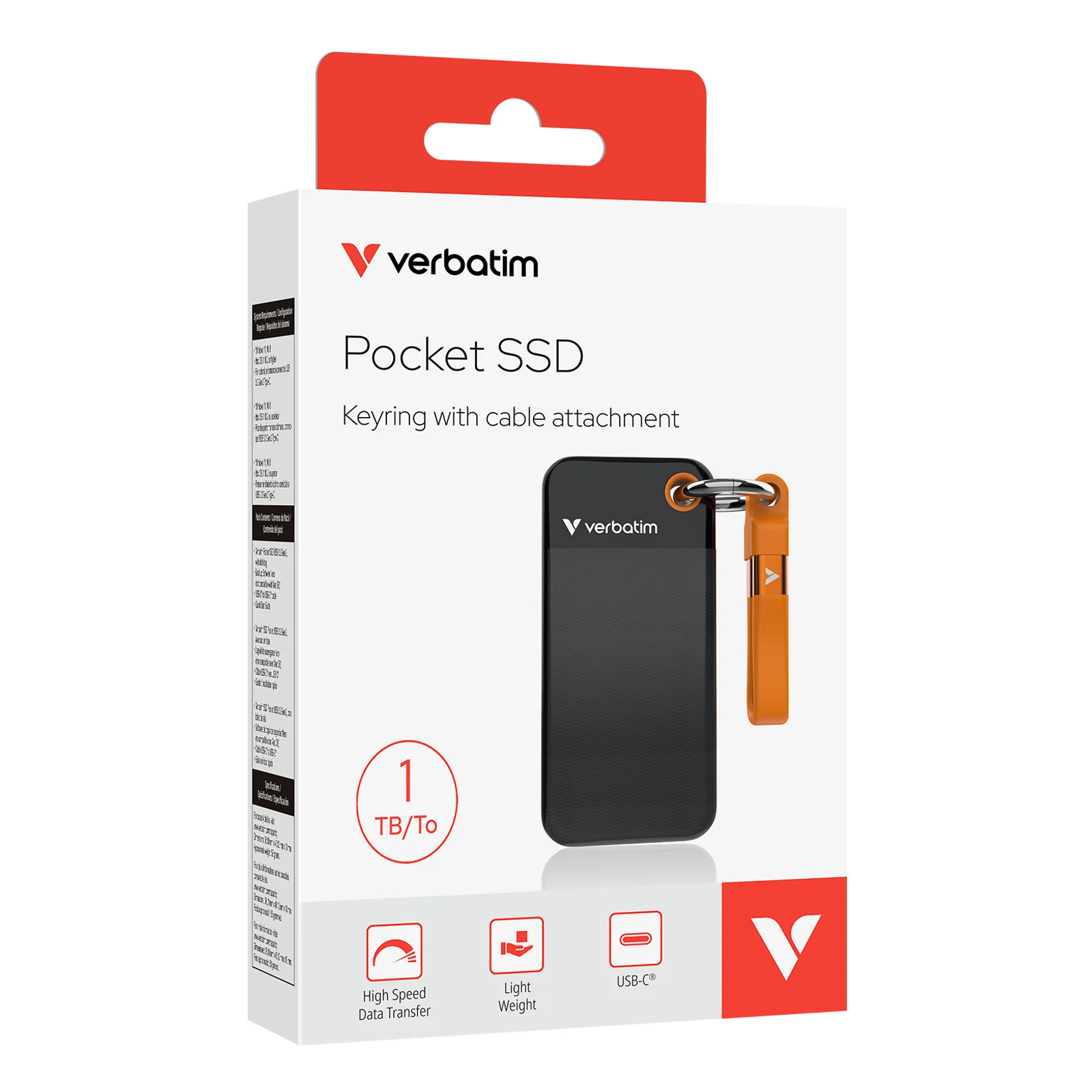 Verbatim Pocket SSD 1 To USB Type-C 3.2 Gen 2 (3.1 Gen 2) Noir, Orange