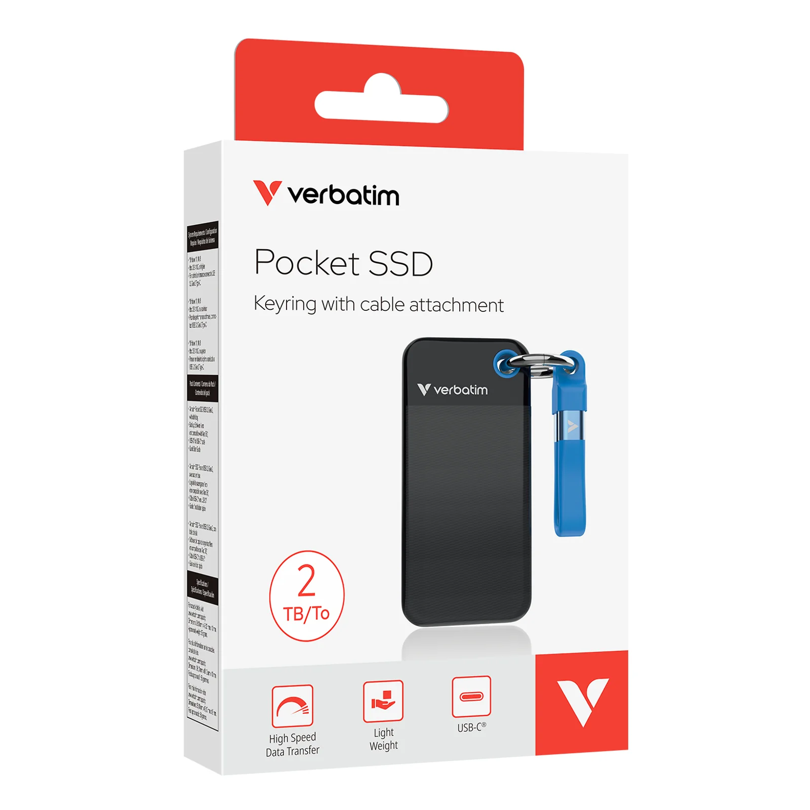 Verbatim Pocket SSD 2 To USB Type-C 3.2 Gen 2 (3.1 Gen 2) Noir, Bleu