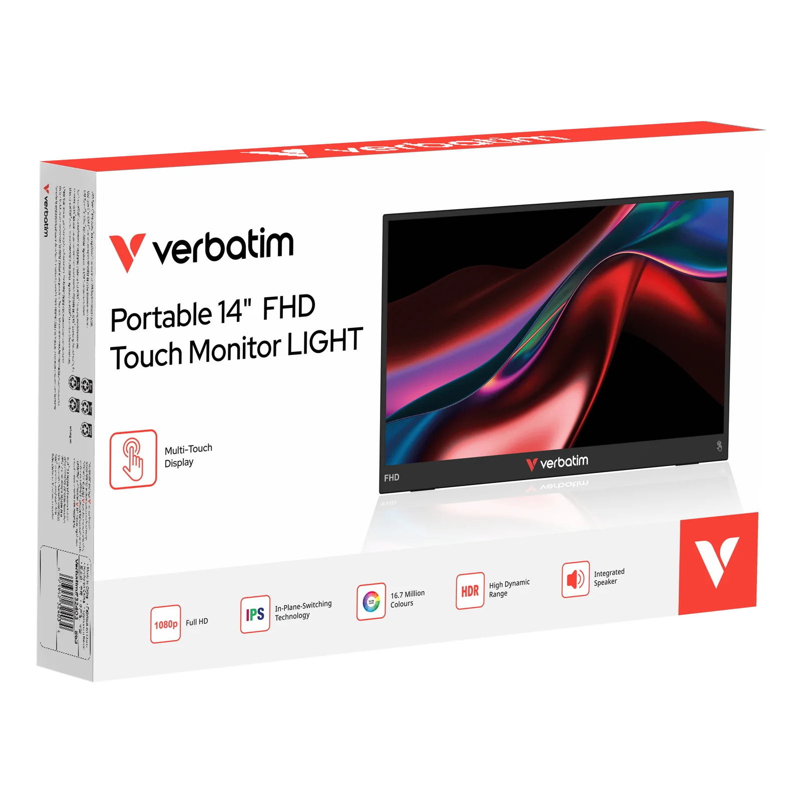 Verbatim Portable 14" FHD Touch Monitor LIGHT Moniteur portable Noir 35,6 cm (14") LCD 1920 x 1080 pixels