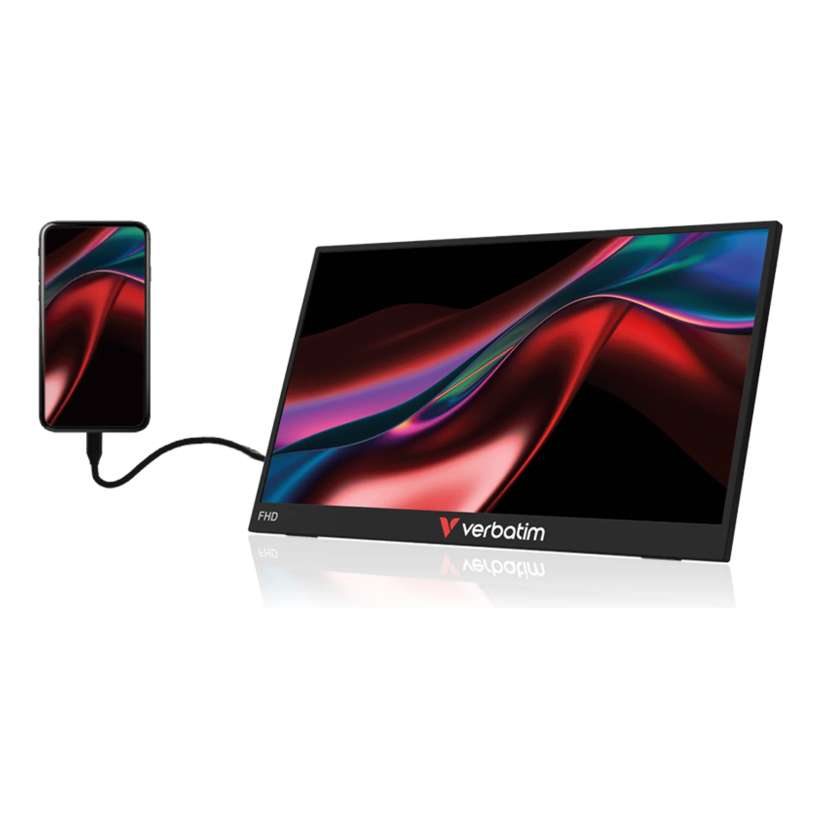 Verbatim Portable 15.6" FHD Monitor LIGHT Moniteur portable Noir 39,6 cm (15.6") LCD 1920 x 1080 pixels