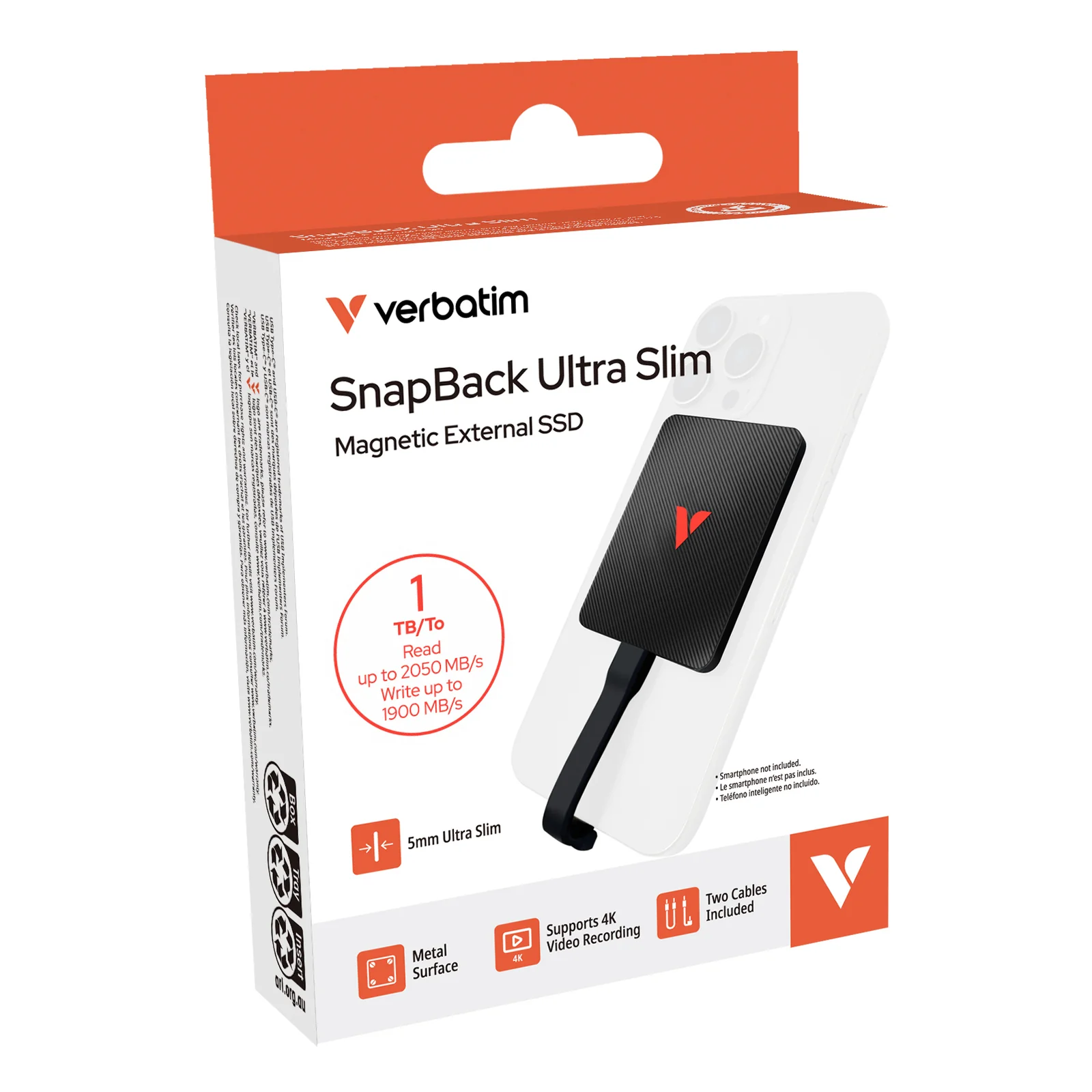 Verbatim SnapBack Ultra Slim SSD 1TB 1 To USB Type-C USB 3.2 Gen 2x2 Noir