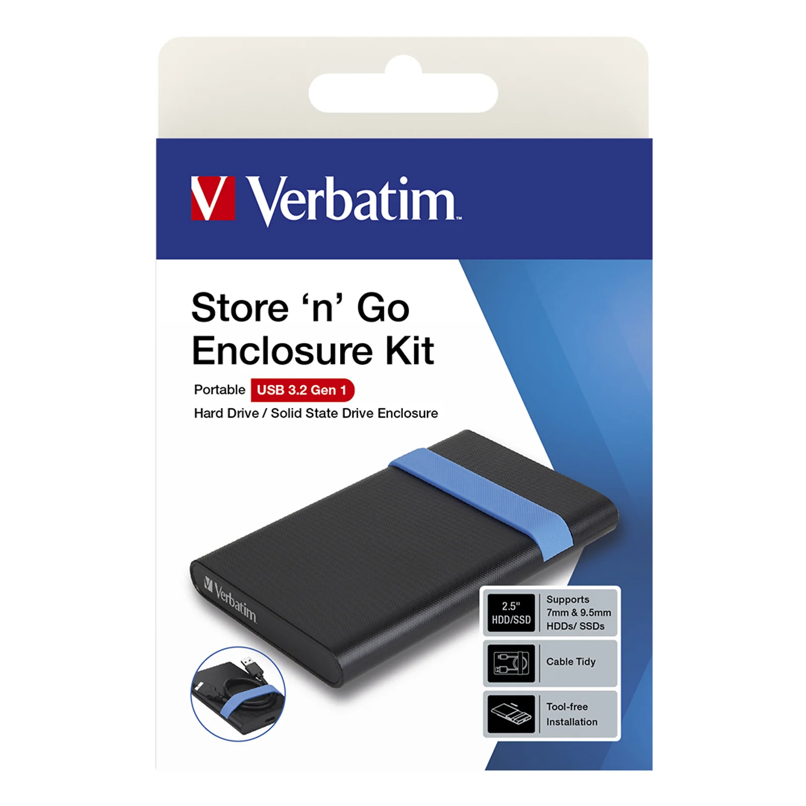 Verbatim Store'N'Go Enclosure Kit Boîtier disque dur/SSD Noir, Bleu 2.5"