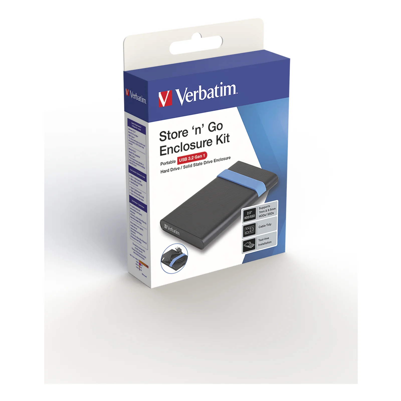 Verbatim Store'N'Go Enclosure Kit Boîtier disque dur/SSD Noir, Bleu 2.5"