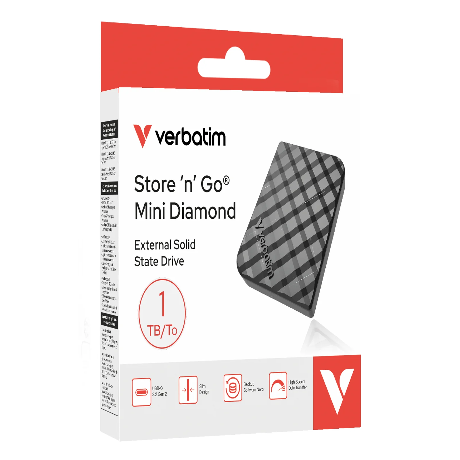 Verbatim Store 'n' Go Mini Diamond 1 To USB Type-C 3.2 Gen 2 (3.1 Gen 2) Noir