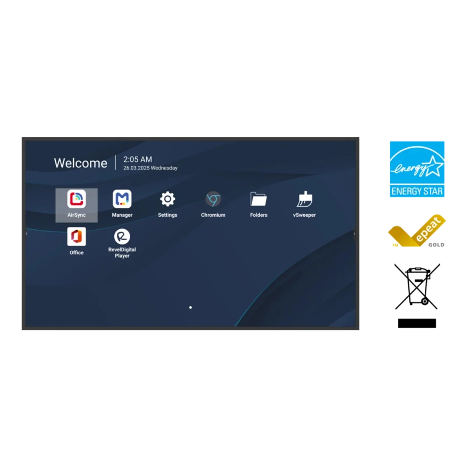 Viewsonic CDE4331-1C Écran d'affichage dynamique Écran plat de signalisation numérique 109,2 cm (43") LCD Wifi 500 cd/m² 4K Ultra HD Noir Intégré dans le processeur Android 14 24/7