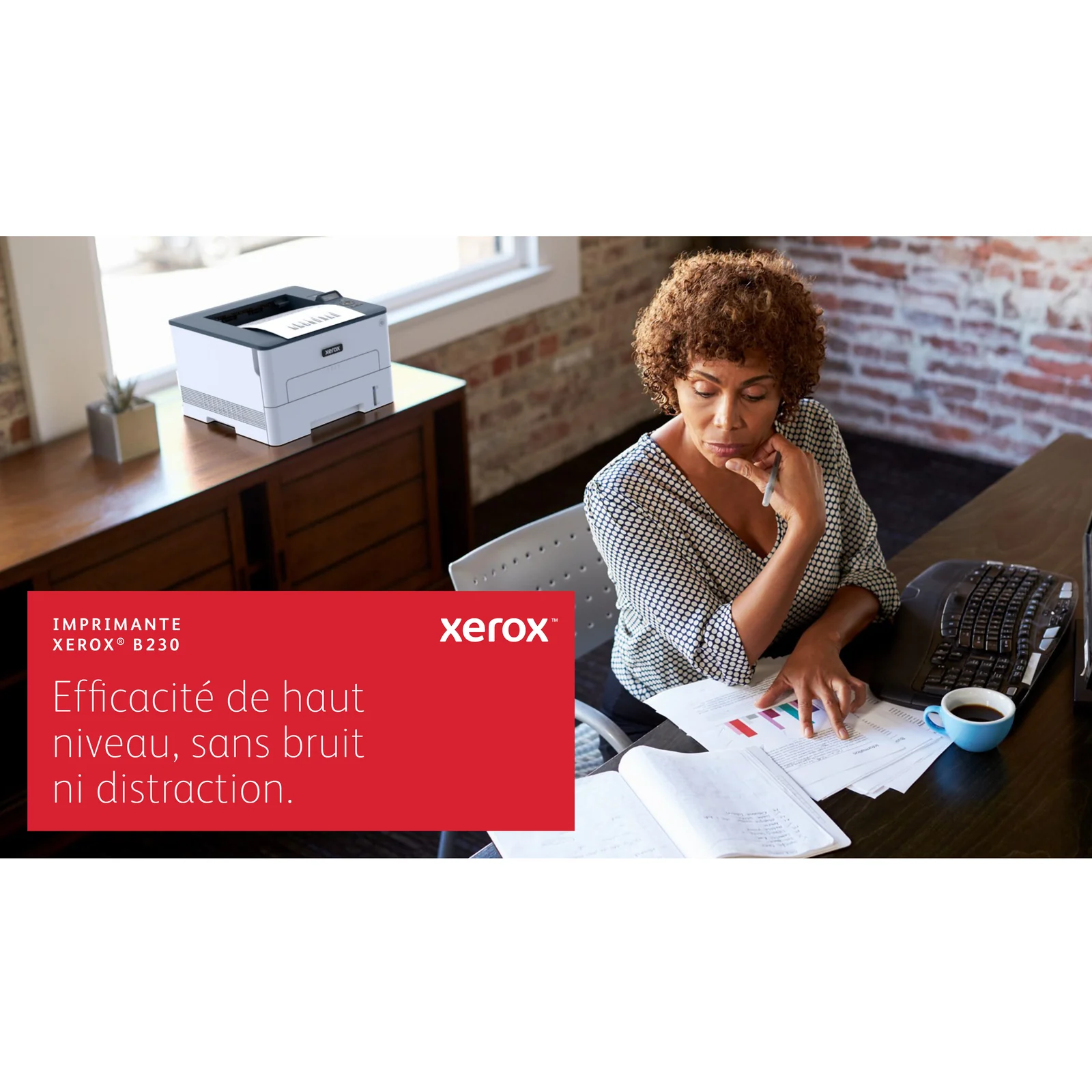 Xerox B230 Imprimante recto verso sans fil A4 34 ppm, PCL5e/6, 2 magasins Total 251 feuilles