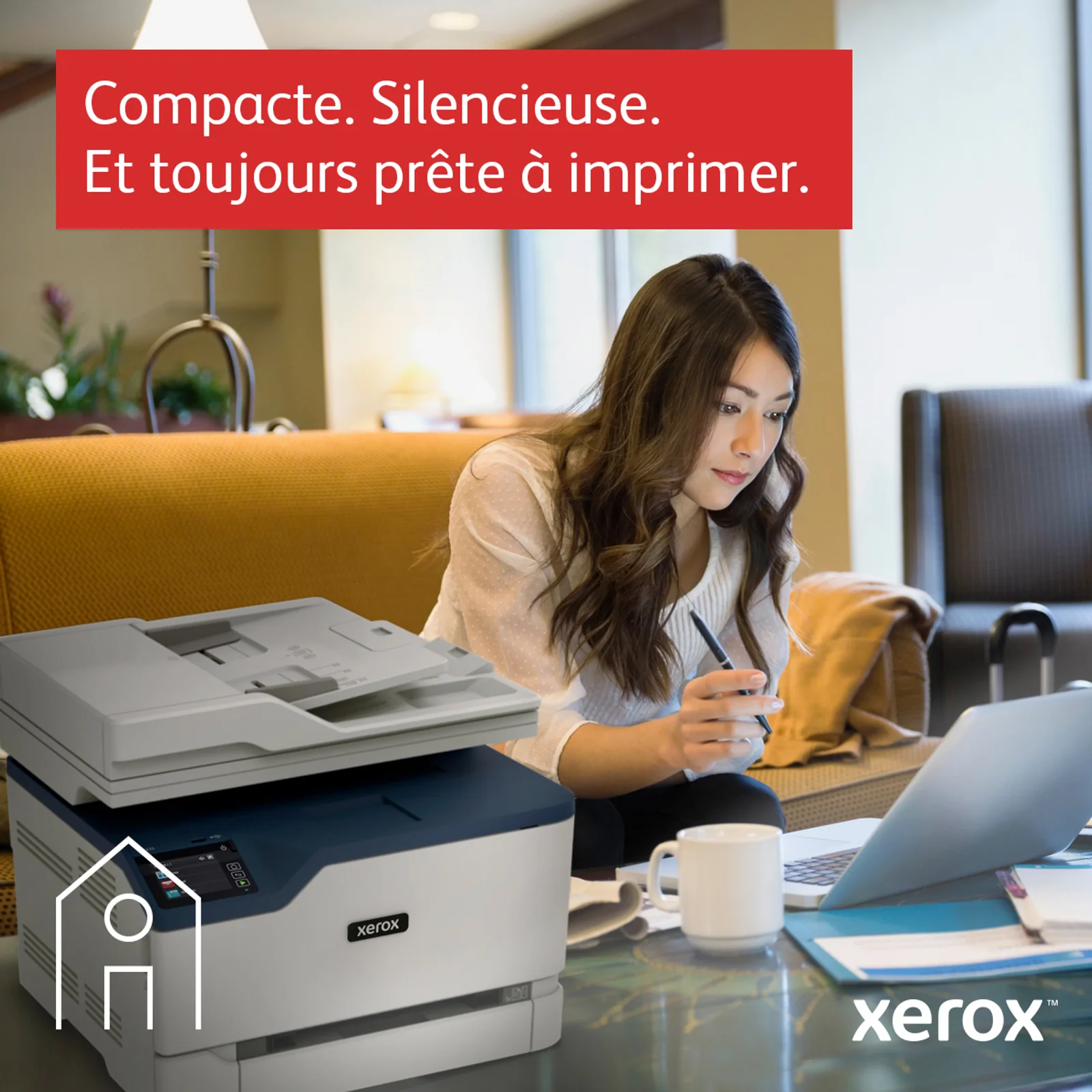 Xerox C235 copie/impression/numérisation/télécopie sans fil A4, 22 ppm, PS3 PCL5e/6, chargeur automatique de documents, 2 magasins, total 251 feuilles