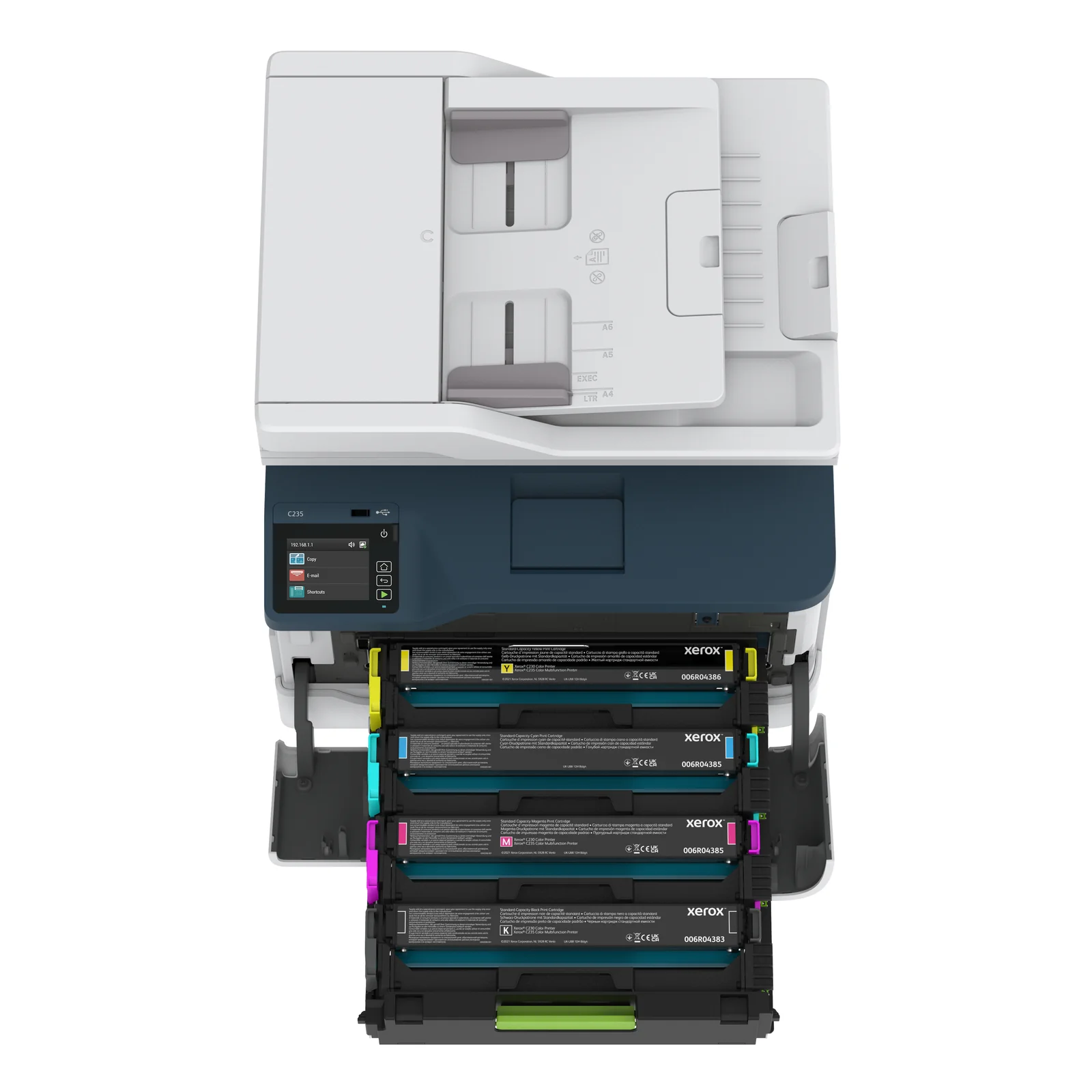 Xerox C235 copie/impression/numérisation/télécopie sans fil A4, 22 ppm, PS3 PCL5e/6, chargeur automatique de documents, 2 magasins, total 251 feuilles