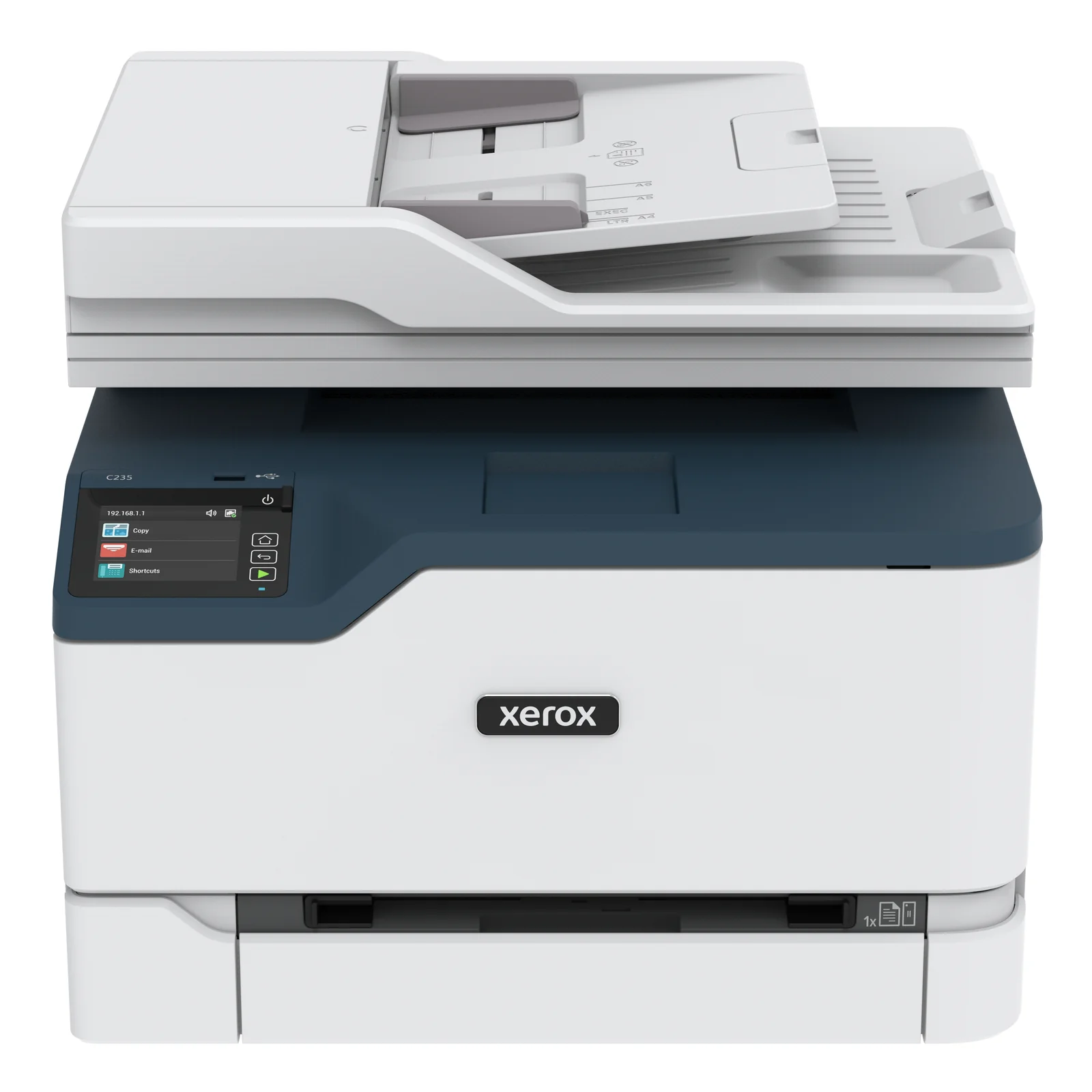 C235 copie/impression/numérisation/télécopie sans fil A4, 22 ppm, PS3 PCL5e/6, chargeur automatique de documents, 2 magasins, total 251 feuilles