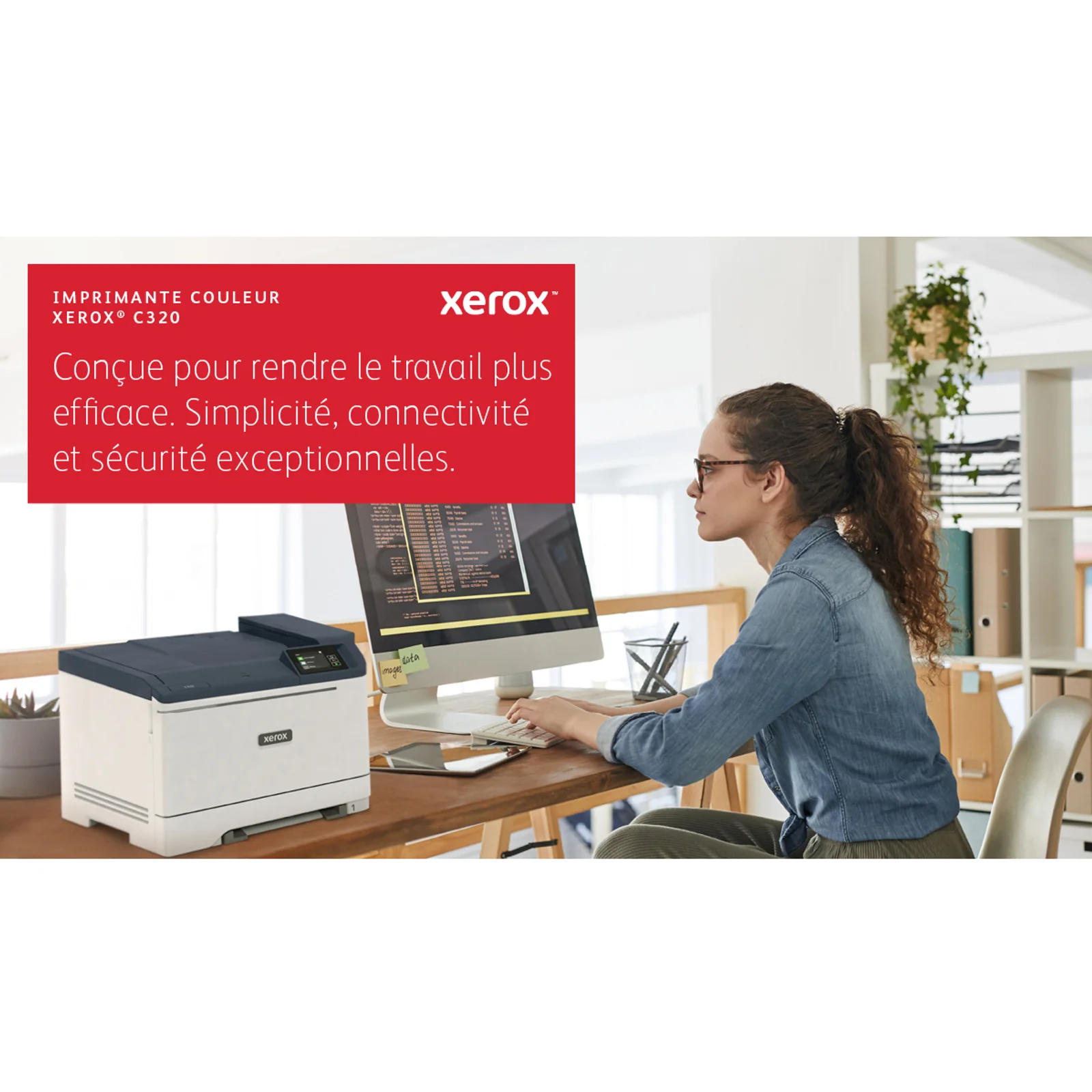 Xerox C320 Imprimante recto verso sans fil A4 33 ppm, PS3 PCL5e/6, 2 magasins Total 251 feuilles