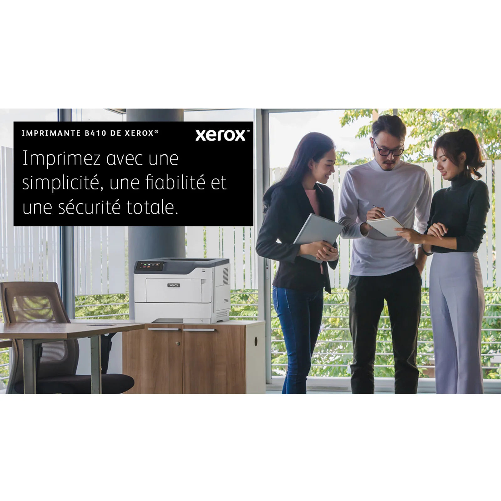 Xerox Imprimante recto verso A4 47 ppm B410, PS3 PCL5e/6, 2 magasins, total 650 feuilles