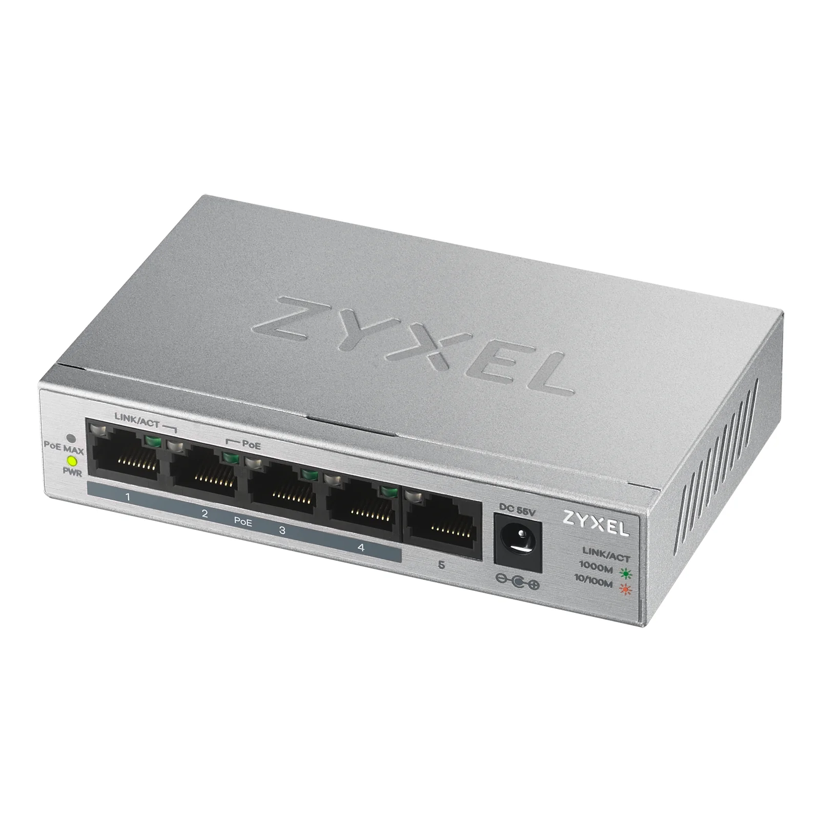 GS1005HP Non-géré Gigabit Ethernet (10/100/1000) Connexion Ethernet, supportant l'alimentation via ce port (PoE) Argent