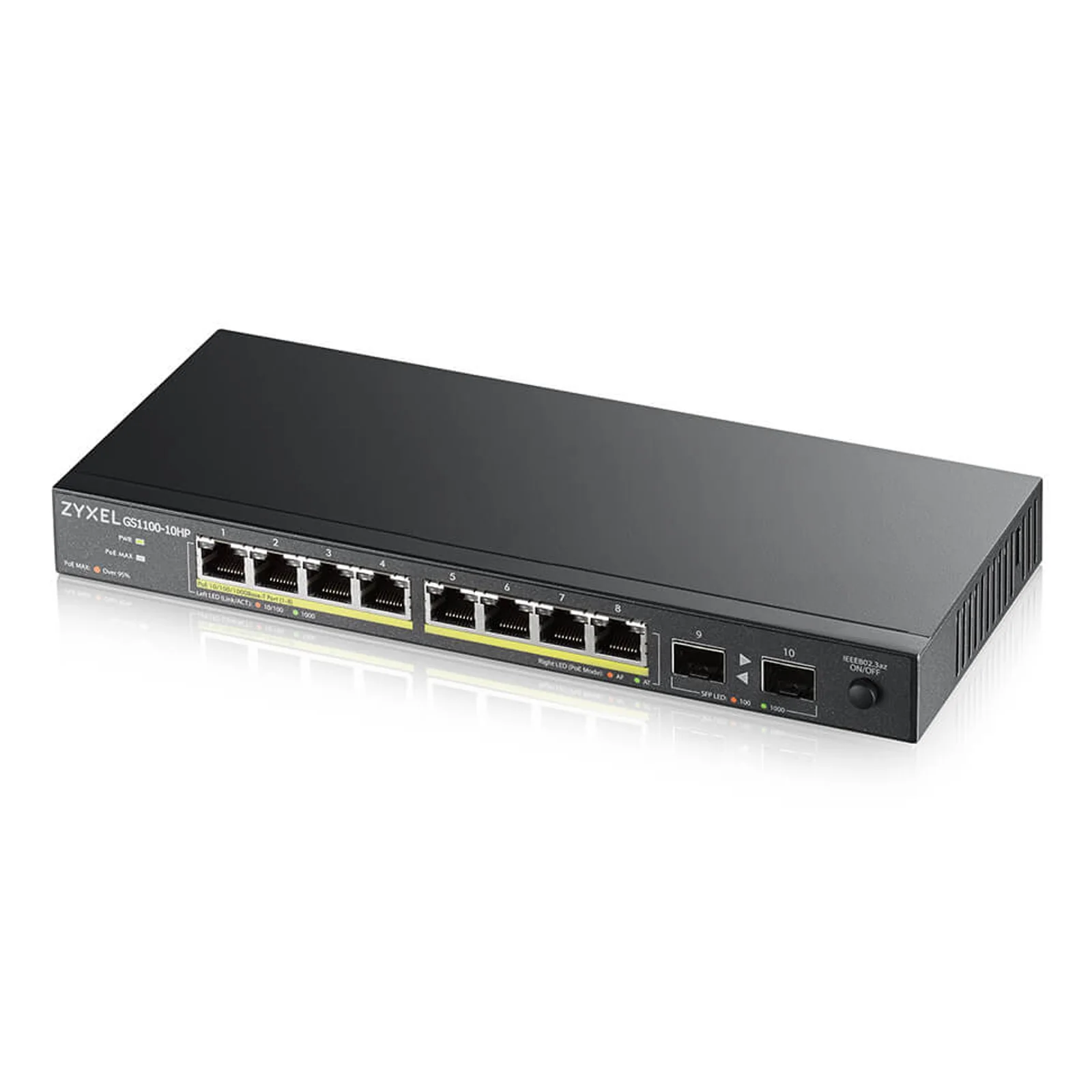 GS1100-10HP v2 Non-géré Gigabit Ethernet (10/100/1000) Connexion Ethernet, supportant l'alimentation via ce port (PoE) Noir