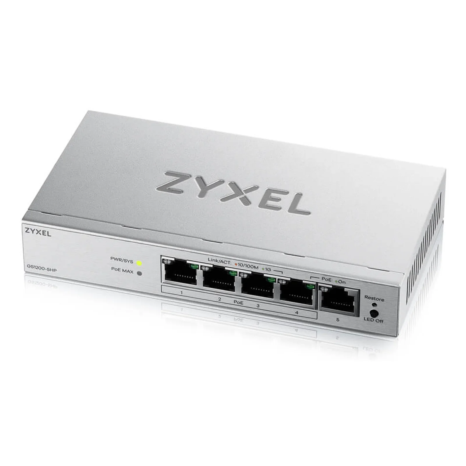 GS1200-5HPV3 Géré L2 Gigabit Ethernet (10/100/1000) Connexion Ethernet, supportant l'alimentation via ce port (PoE) Bureau Gris
