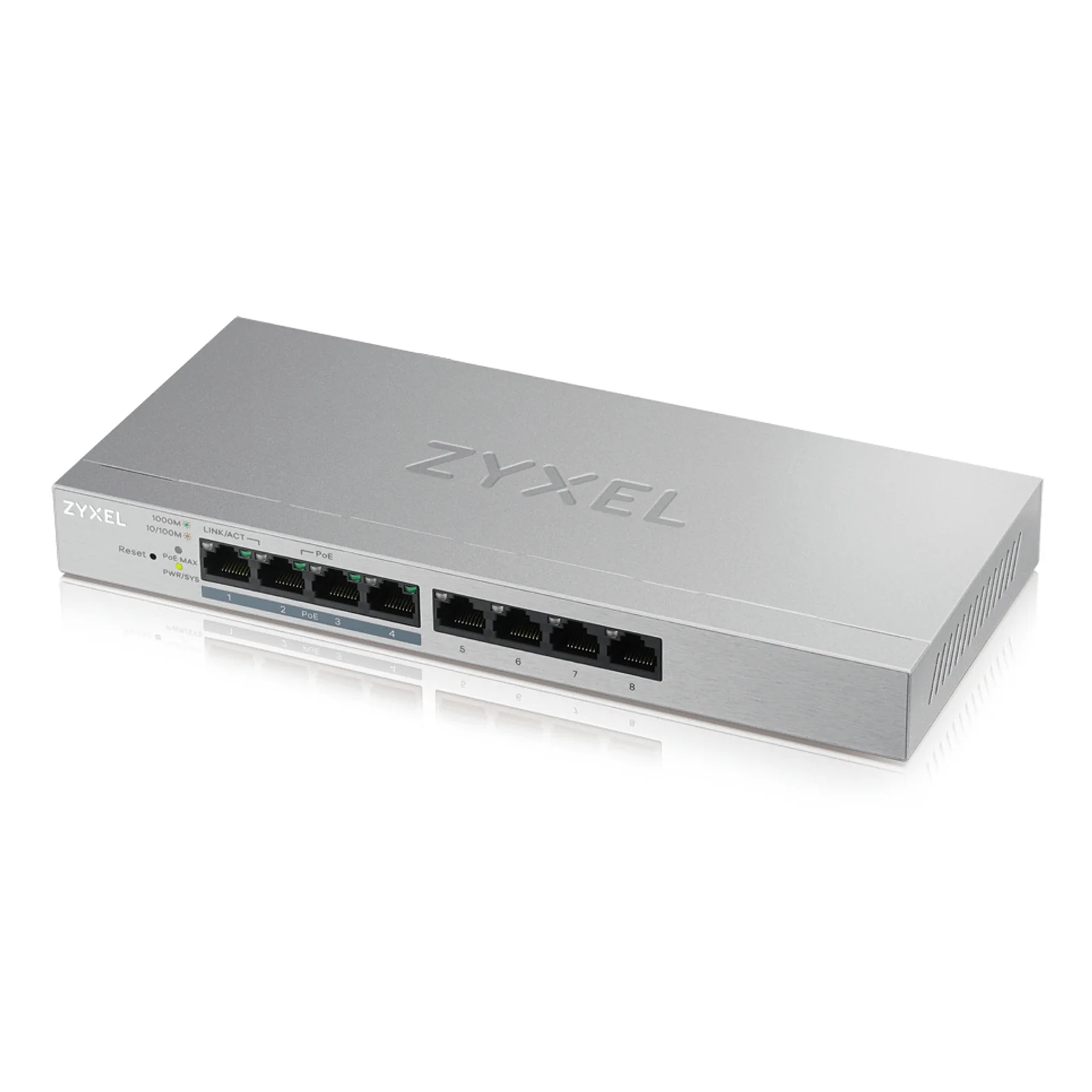 GS1200-8HP v2 Géré Gigabit Ethernet (10/100/1000) Connexion Ethernet, supportant l'alimentation via ce port (PoE) Gris