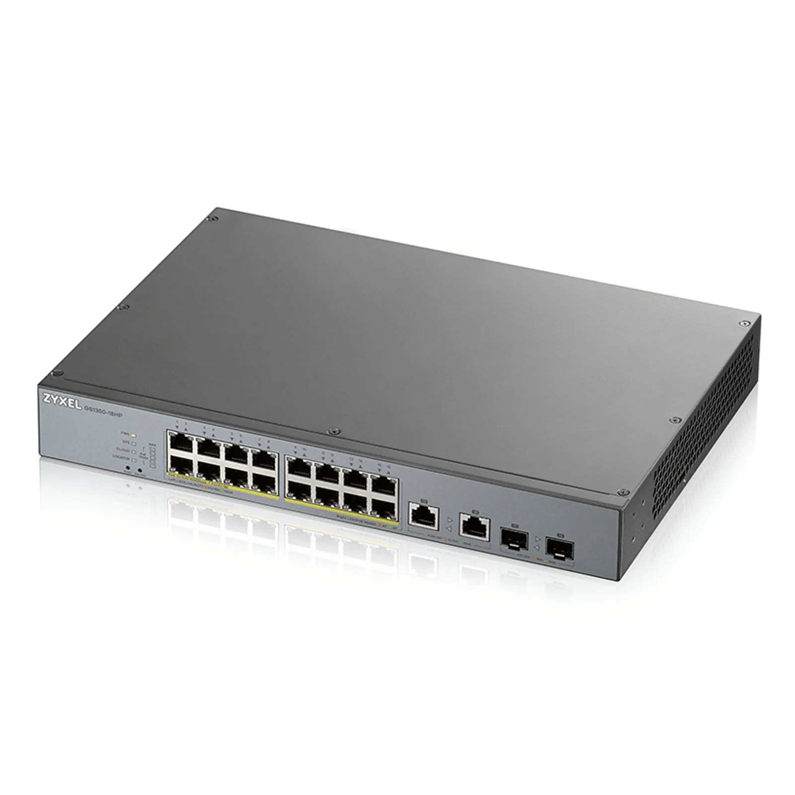 Zyxel GS1350-18HP-EU0101F commutateur réseau Géré L2 Gigabit Ethernet (10/100/1000) Connexion Ethernet, supportant l'alimentation via ce port (PoE) Gris