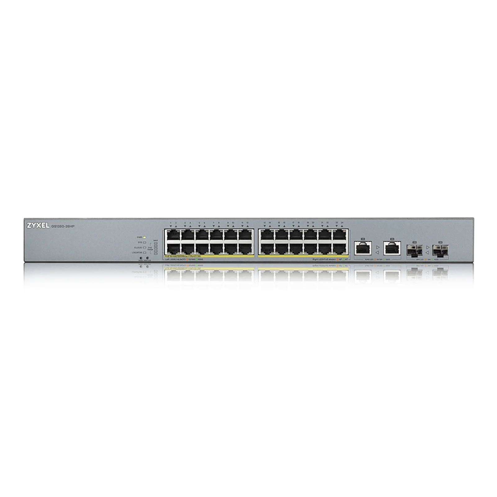 Zyxel GS1350-26HP-EU0101F commutateur réseau Géré L2 Gigabit Ethernet (10/100/1000) Connexion Ethernet, supportant l'alimentation via ce port (PoE) Gris