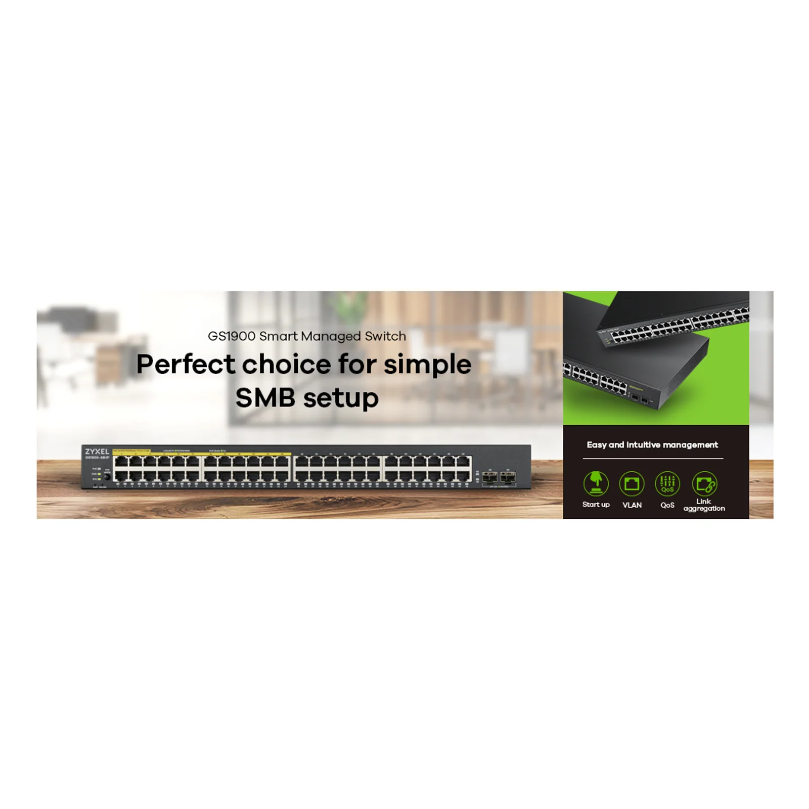Zyxel GS1900-48-EU0102F commutateur réseau L2 Gigabit Ethernet (10/100/1000) Noir