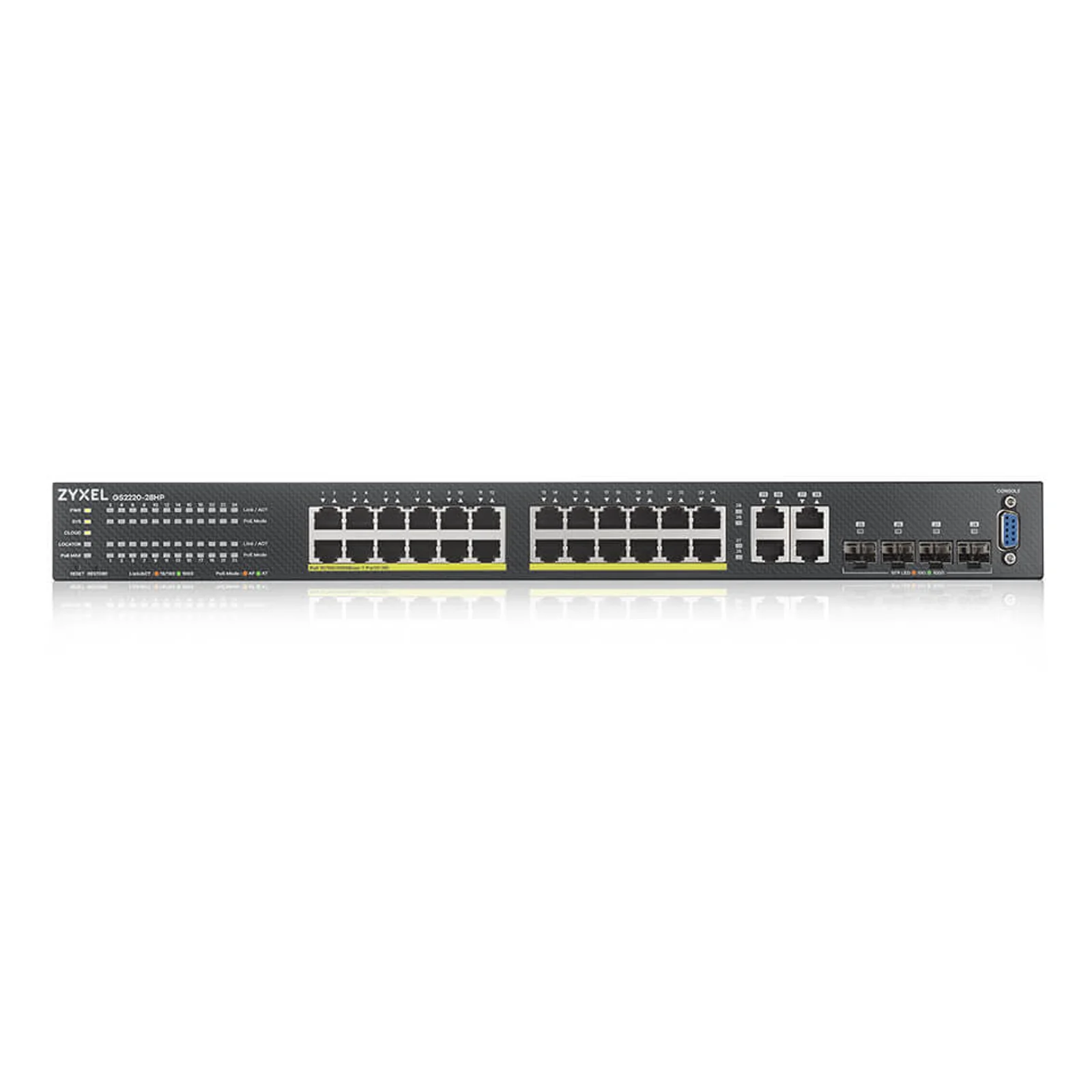 Zyxel GS2220-28HP-EU0101F commutateur réseau Géré L2 Gigabit Ethernet (10/100/1000) Connexion Ethernet, supportant l'alimentation via ce port (PoE) Noir