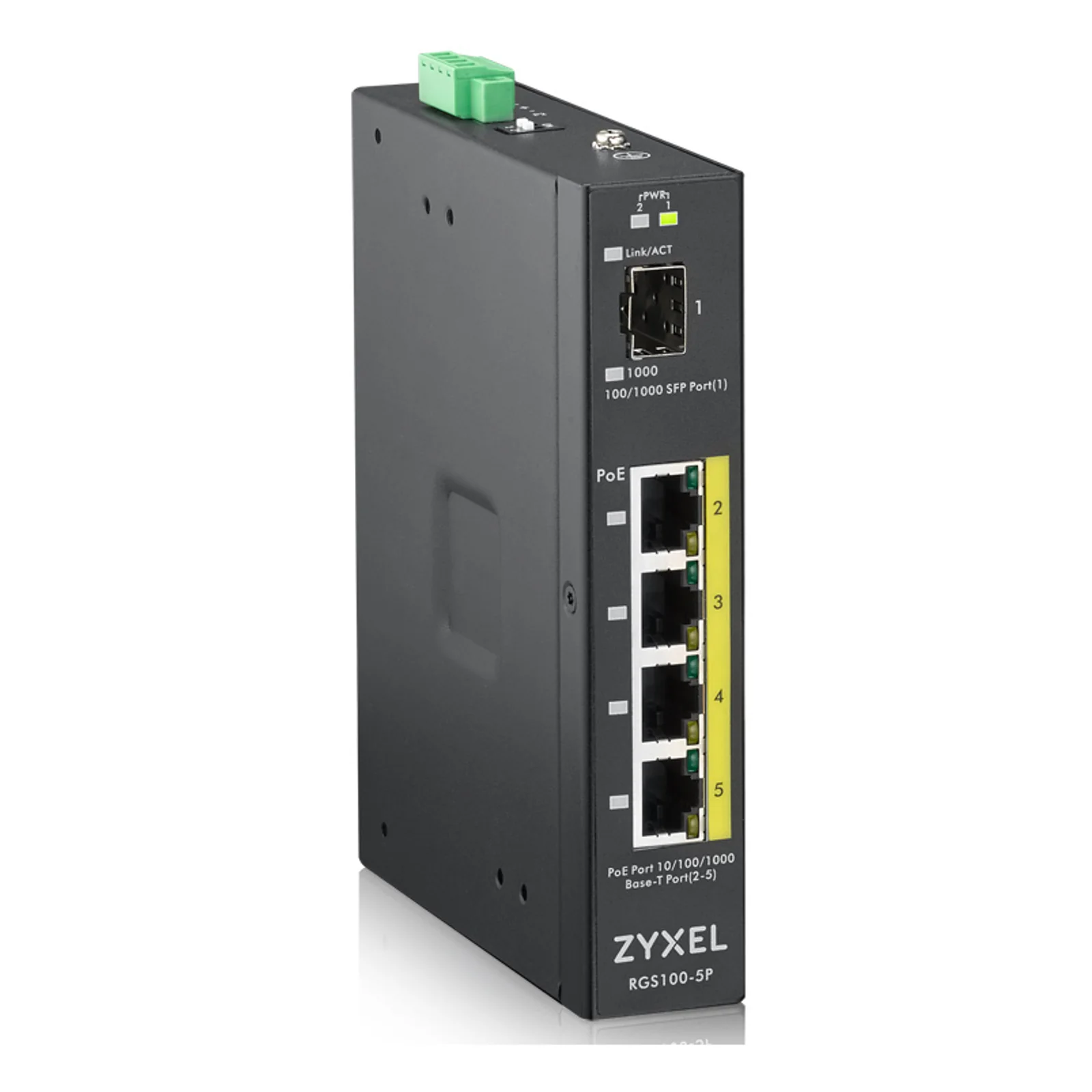 Zyxel RGS100-5P Non-géré L2 Gigabit Ethernet (10/100/1000) Connexion Ethernet, supportant l'alimentation via ce port (PoE) Noir