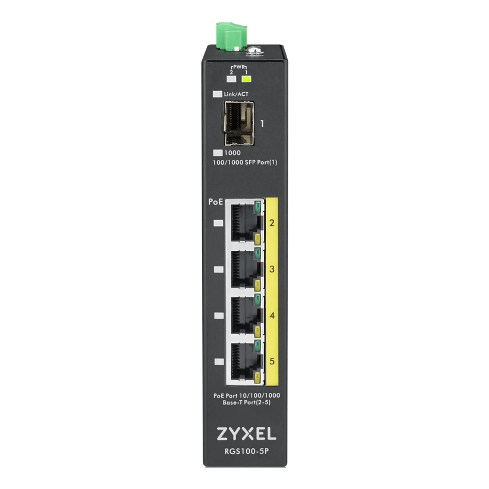 Zyxel RGS100-5P Non-géré L2 Gigabit Ethernet (10/100/1000) Connexion Ethernet, supportant l'alimentation via ce port (PoE) Noir